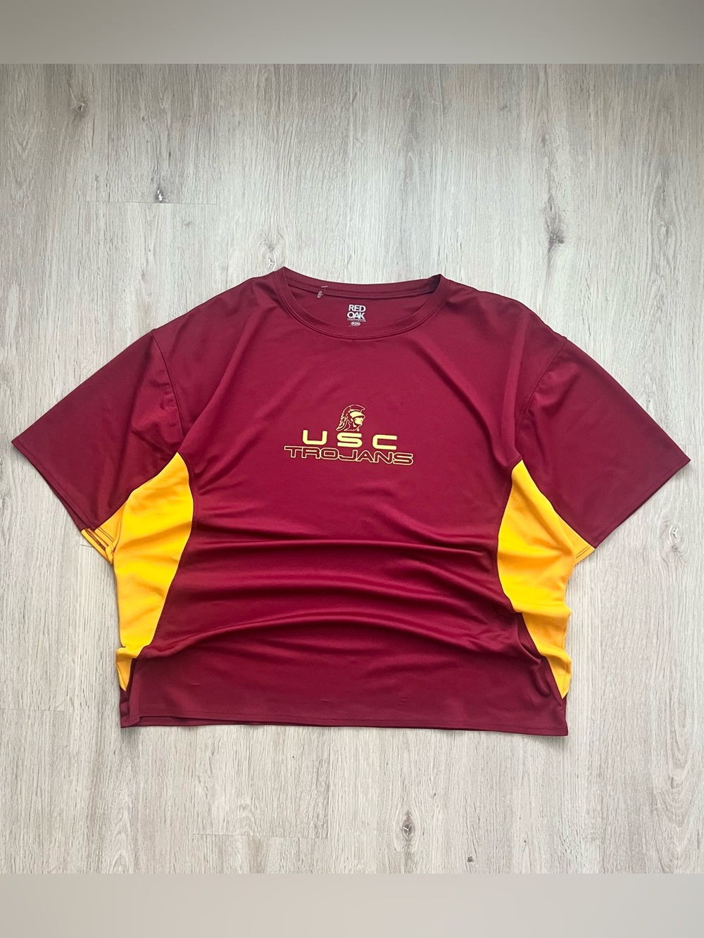 Vintage USC Trojans Performance Workout Shirt Mens 2XL Athletic Tee Red Gold